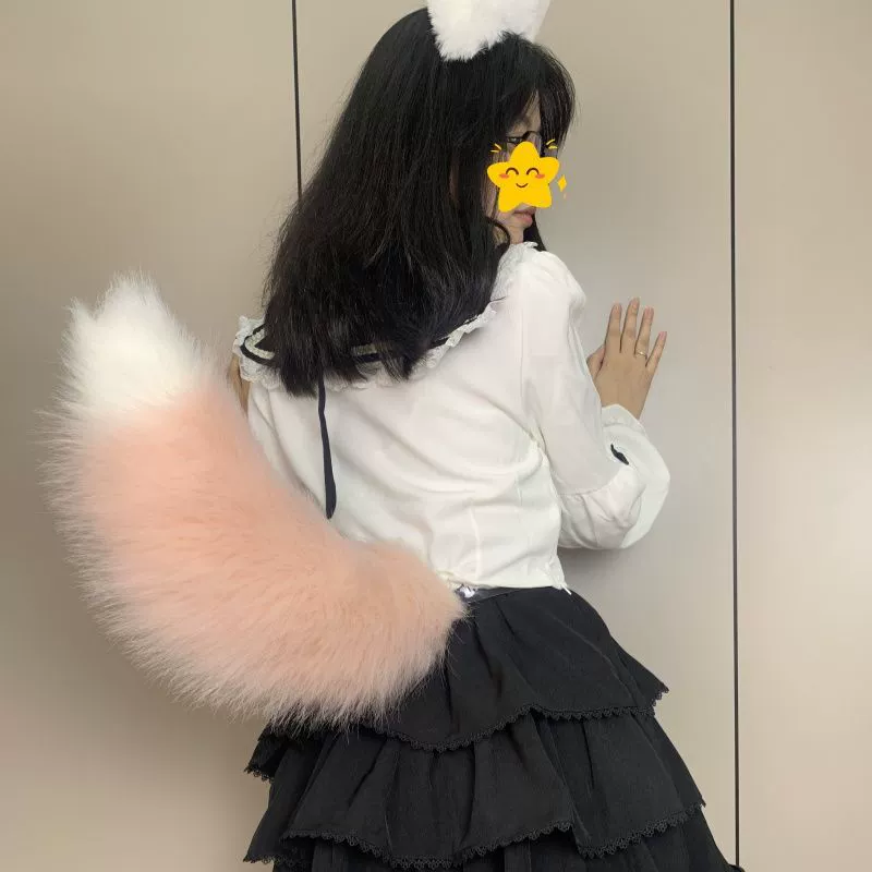 Hand-made real plush electric movable tail cos simulation electric movable fox tail children's performance props beast tail