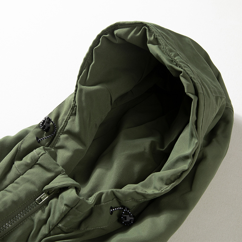 Abrigo acolchado de algodón con capucha de los hombres de Invierno Polar de lana costura acolchado abrigo de los hombres Ropa de trabajo de estilo japonés suelta multi-Bolsillo Abrigo acolchado de algodón hombres