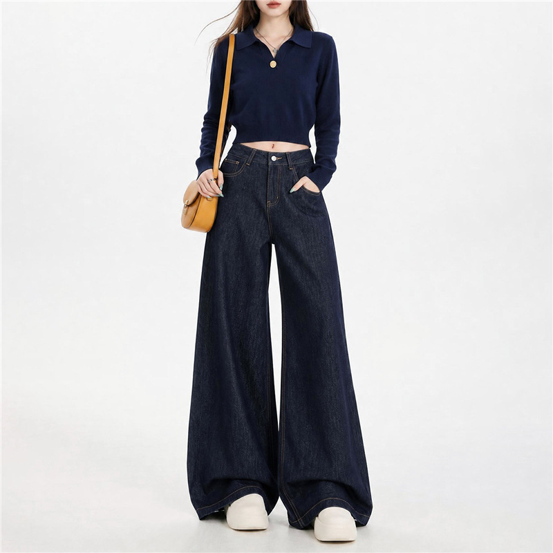 Autumn wide-leg pants, loose-fitting, anti-fade, original color denim, comfortable jeans, suitable for all seasons, slimming and versatile Autumn wide-leg pants, loose-fitting, anti-fade, original color denim, comfortable jeans, suitable for all seasons, slimming and versatile