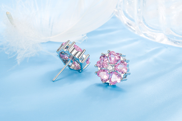 Fashion Heart Shape Copper Inlay Zircon Ear Studs 1 Piece