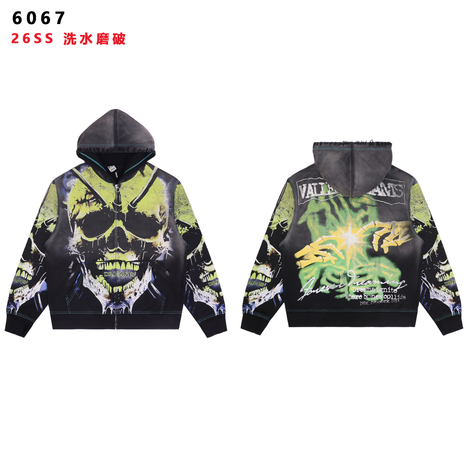 Transfronterizo exclusivo para la marca de marea en stock SAINT VANITY impresión de diamante caliente marca de marea sudadera con capuz cardigan con cremallera sudadera