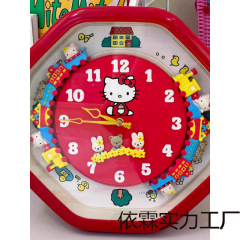 小火车玩具挂钟质量时钟创意玩具猫挂钟可爱客厅塑料