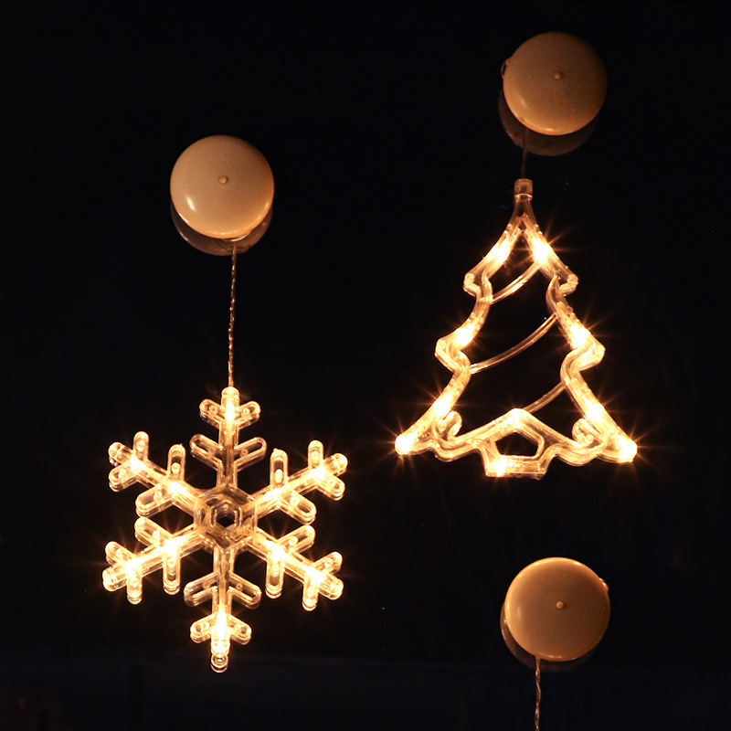 Ventas transfronterizas de ventosas de navidad alce viejos luces decorativas LED ventanas de la sala de estar árbol de navidad decoraciones de luces de color