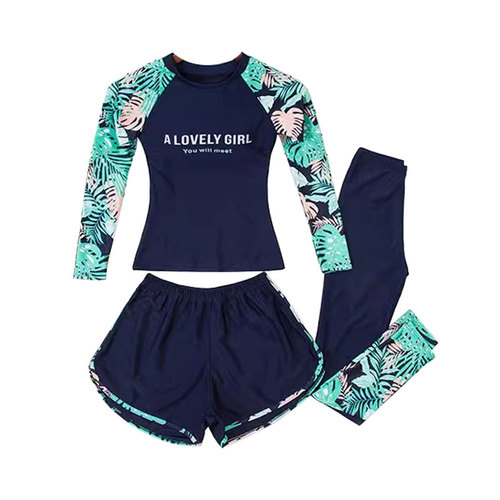 Women's three-piece separates swimsuit, conservative, sun-protective, long sleeves and long pants, diving suit for women, hot spring swimsuit