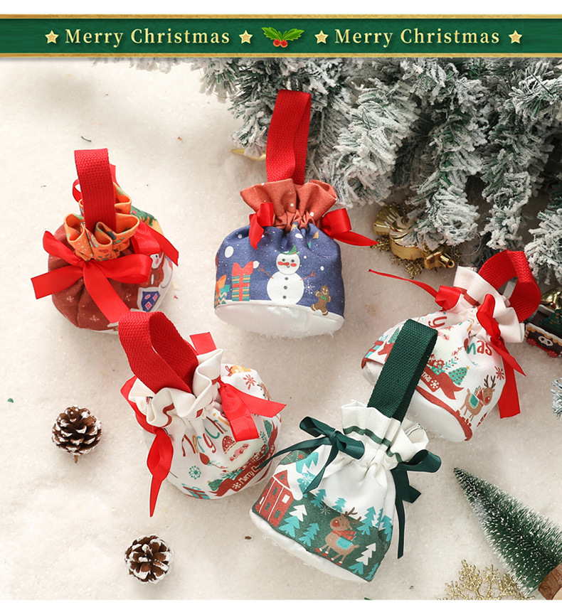 عيد الميلاد نمط الرسوم المتحركة جذاب بابا نويل رسالة إلك قماش حزب، حفلة أكياس هدية display picture 1