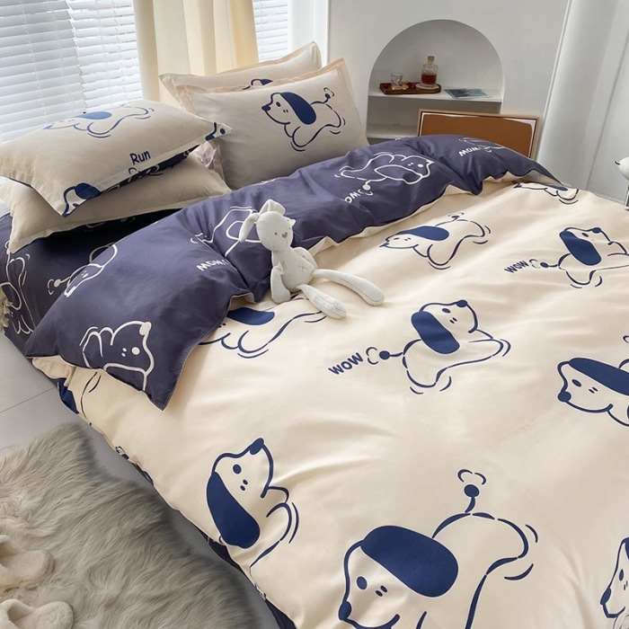 Engrosado cepillado de cuatro piezas dormitorio de un solo estudiante de tres piezas simple sábana colcha cubierta regalo ropa de cama al por mayor