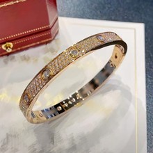 卡冢顶设版满天星CNC精工贵妃镯手镯厚镀K金情侣男女款跨境卡扣