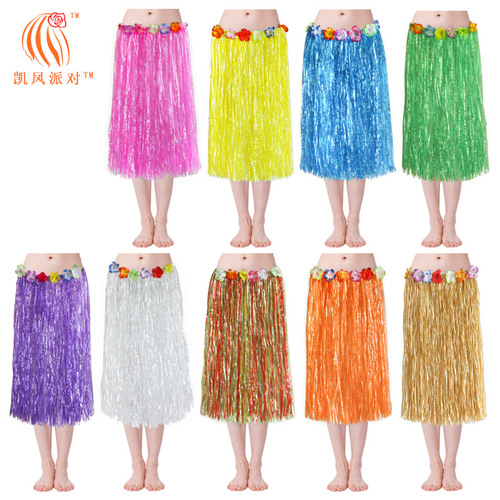 Hawaii 60CM single-layer grass skirt classic garland four-piece combination set Amazon stage decoration props