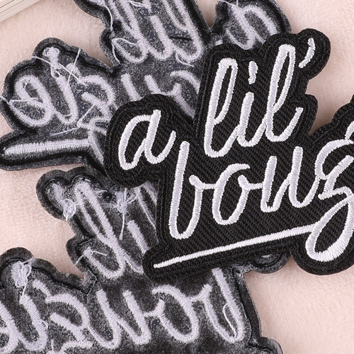 Lixin computer embroidered logo English letter badge clothing accessories down jacket patch stickers black embroidered cloth stickers