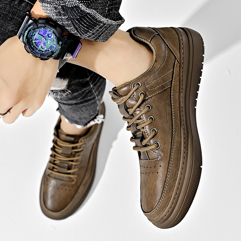 zapatos de cuero bajos para hombres, zapatos casuales de cuatro estaciones, zapatos casuales de estilo retro, zapatos de moda juvenil, zapatos para hombres.