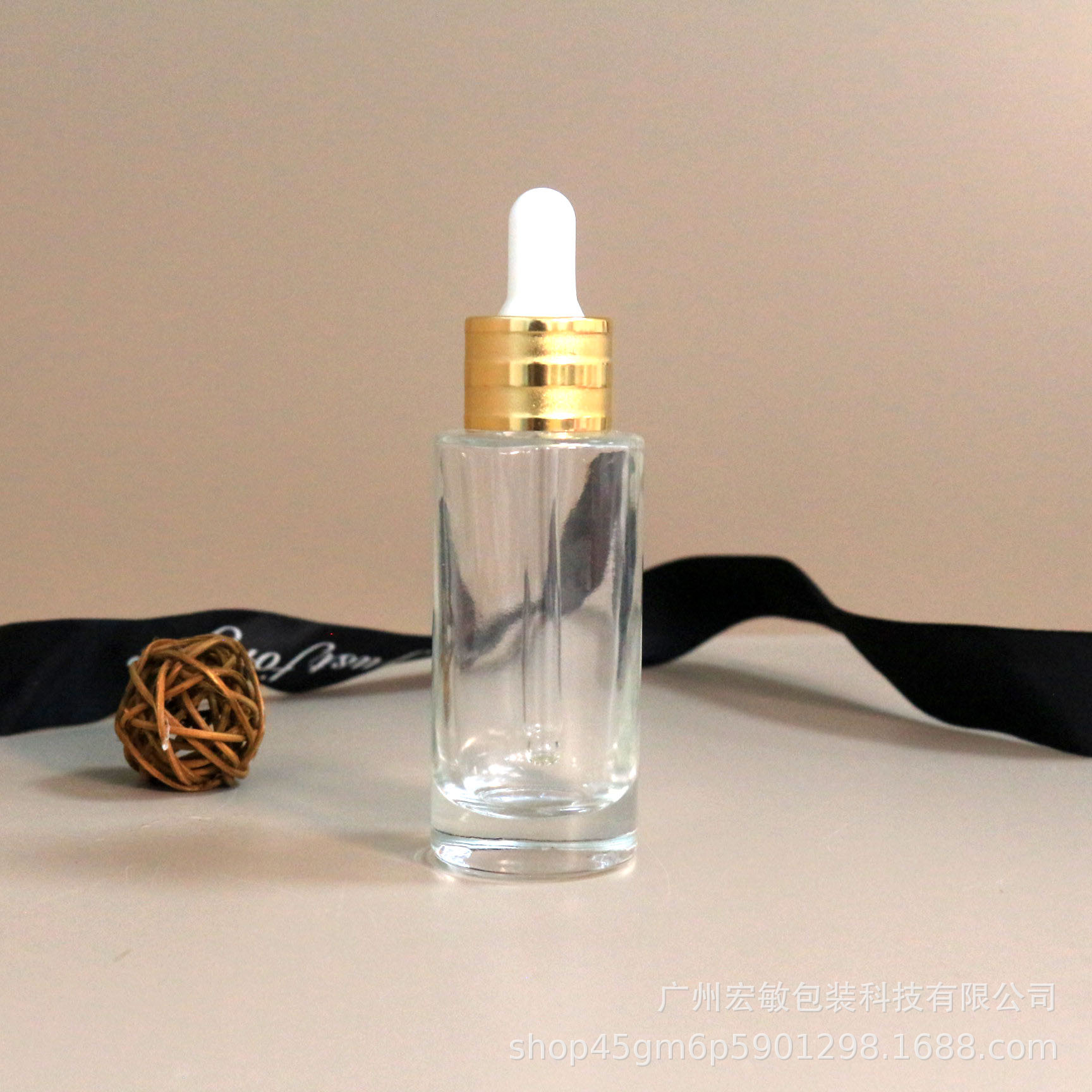 新款厚底30ml滴管玻璃精华瓶子高端保养液化妆品原液空瓶精油瓶