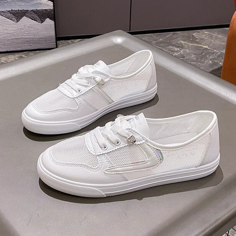 Women's Hollow-Out Mesh Shoes, Slip-On White Shoes, Women's Summer Breathable Thin Mesh Sneakers, Square Heel Mesh Single Shoes Women's Hollow-Out Mesh Shoes, Slip-On White Shoes, Women's Summer Breathable Thin Mesh Sneakers, Square Heel Mesh Single Shoes