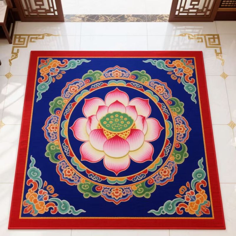 莲花水晶地垫禅意跪拜跪垫打坐地毯卧室家用正方房间中式客厅立体|undefined