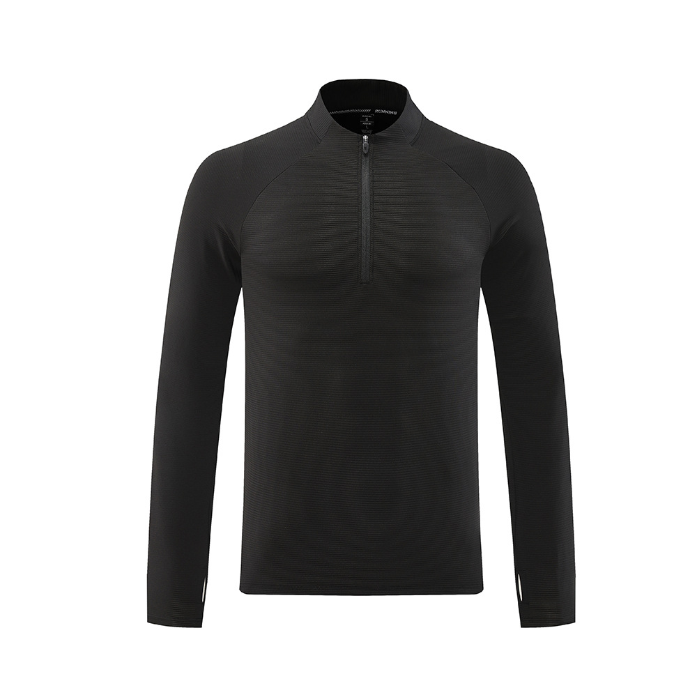 Otoño y invierno deportes medio cremallera rápida secado de manga larga camiseta de cuello masculino ropa de ejercicio casual tenis biking ropa de carrera
