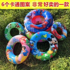 Children's cartoon ring linen pattern single-layer swimming ring wholesale Qusheng 50--90cm children's armpit floating ring life buoy