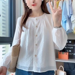 季念秋季新宽松休闲纯色百搭衬衫别致设计感上衣新款女装其他