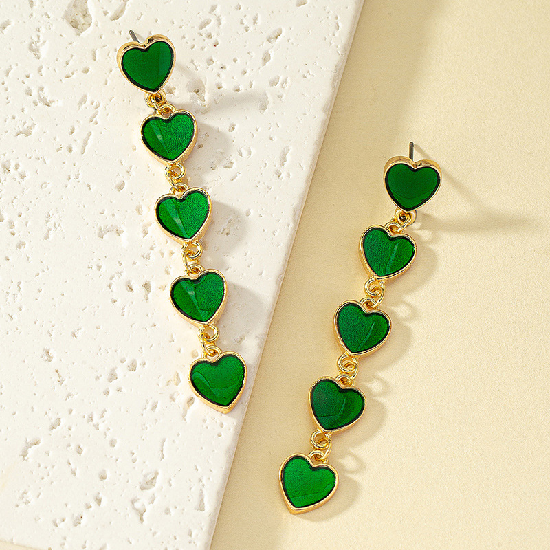 14g Weight Drop Earrings, Earrings Classification 1 Pair Quantity Holiday, Daily Occasion Alloy Material Heart Shape Pattern Women's Gender Enamel Design Simple Style Style 1 Pair Simple Style Heart Shape Enamel Alloy Drop Earrings Earrings 3