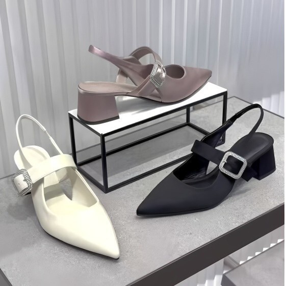 In-Stock Chengmaizu Autumn New Rhinestone Pointed Toe Back Strap Closed-Toe High-Heeled Autumn Women's Shoes K-0231 Model
