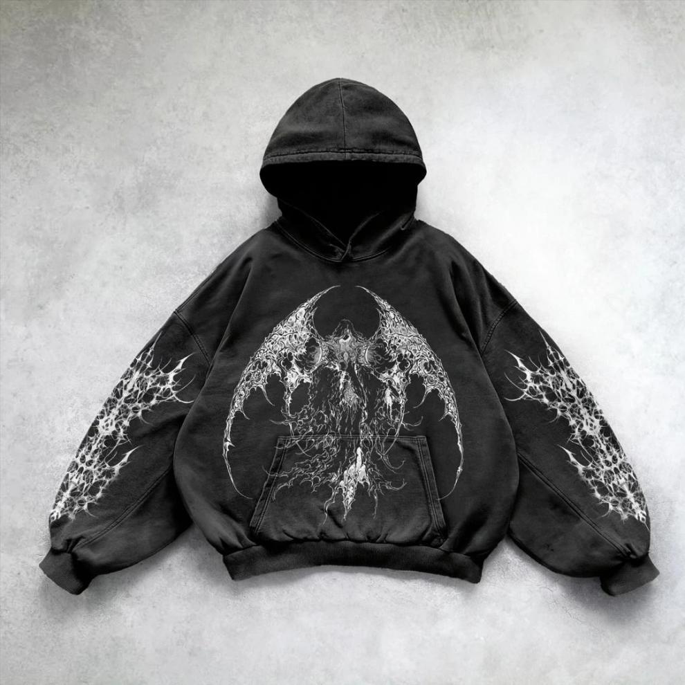 Y2k Retro Hoodie Unisex Oversized Pullover With 3d Graphic Print_voghion.com