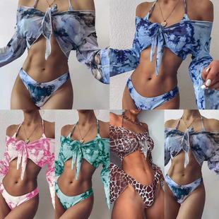 Amazon 2025 New Printed Three-piece Split Swimsuit Women's Cross-border Foreign Trade Bikini Russian AliExpress