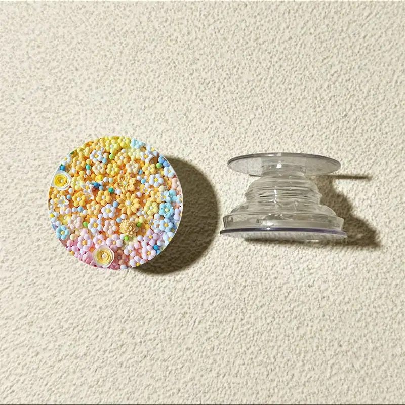 Muñeca de arcilla flor redonda airbag soporte adhesivo tipo teléfono móvil adhesivo espalda 360 ° tarjeta plegable telescópico giratorio