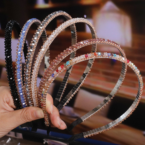 New trendy hair accessories Korean style colorful crystal hair clips handmade braided headband elegant hairpin bead crystal hair band