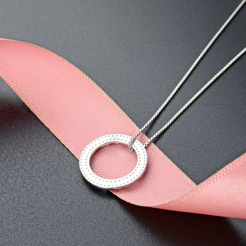 925 plata esterlina multicolor goteo de aceite colgante de anillo de alto nivel simple collar universal accesorios de cadena de clavícula de mujer transfronteriza