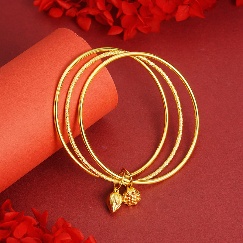 Vietnam Shajin anillo brazalete de loto marea nacional estilo antiguo anillo de tres anillos liso esmerilado joyería Yiwu suministro directo de fábrica de celebridades de Internet