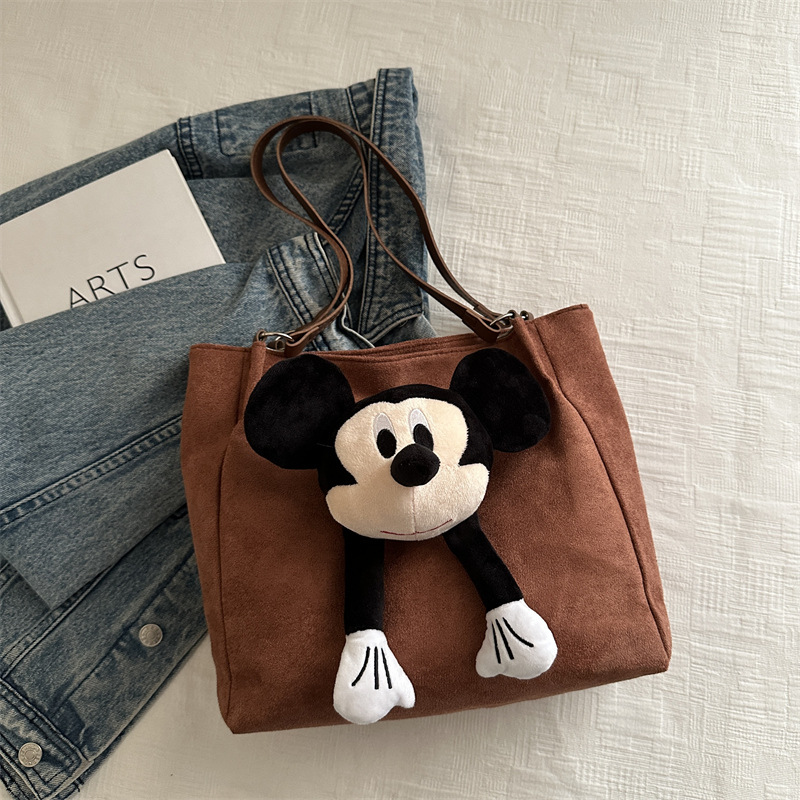 Bolsas relajadas para mujeres de gran capacidad 2024 nuevo Mickey de dibujos animados bolsas de hombro casuales bolsas de clase universitarias