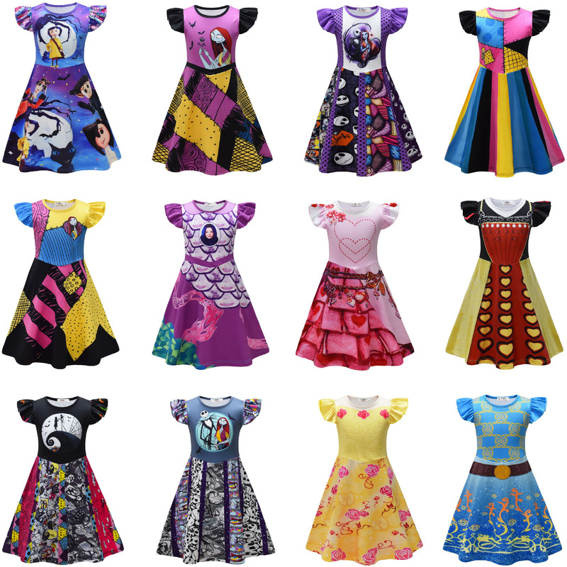 In-Stock Foreign Trade Girls' Dresses, Girls' Flutter Sleeve Dresses In-Stock Foreign Trade Girls' Dresses, Girls' Flutter Sleeve Dresses