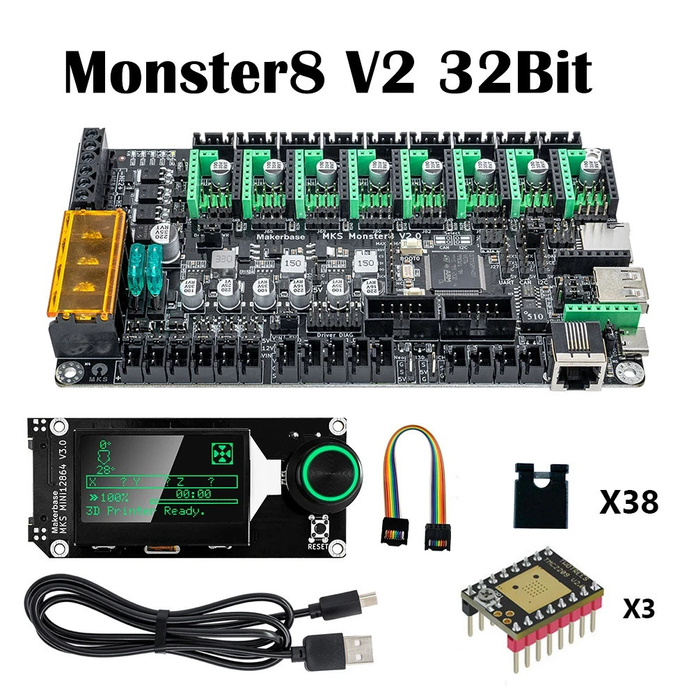 Аксессуары для 3D-принтера MKS Monster8 V2 Monster 3D принтер материнская плата 8 осевой адаптер Voron машина