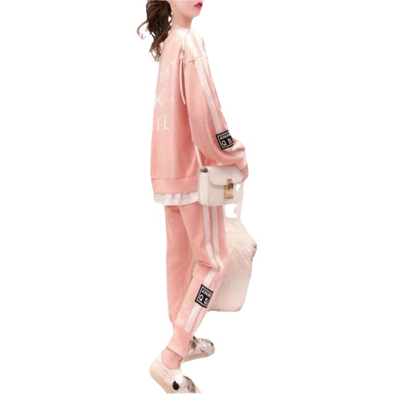 大きいサイズのレディーススーツ2025春秋新作ぽっちゃりさん向け若見え着痩せ長袖スウェットスポーツカジュアルツーピースセット