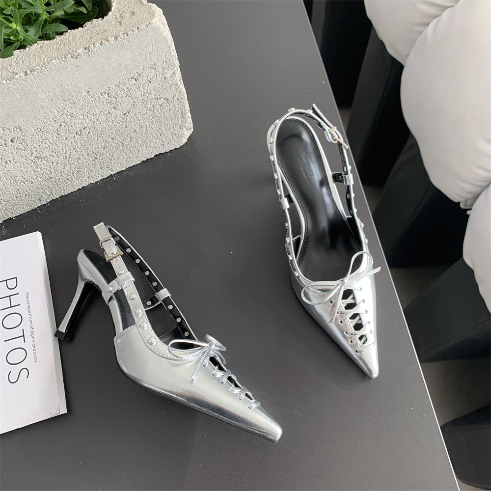 2024 New Spring Shoes European and American Pointed Toe Thin Heels Shallow Mouth Fashion Thin Front Straps and Back Vacuum Sandals_voghion.com