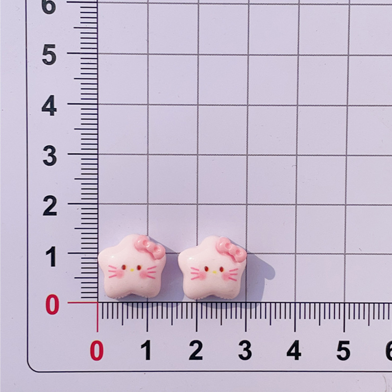 Dibujos animados mini arco estrella gatito accesorios de resina lindo gato DIY accesorios para el cabello teléfono móvil Shell horquilla hecha a mano