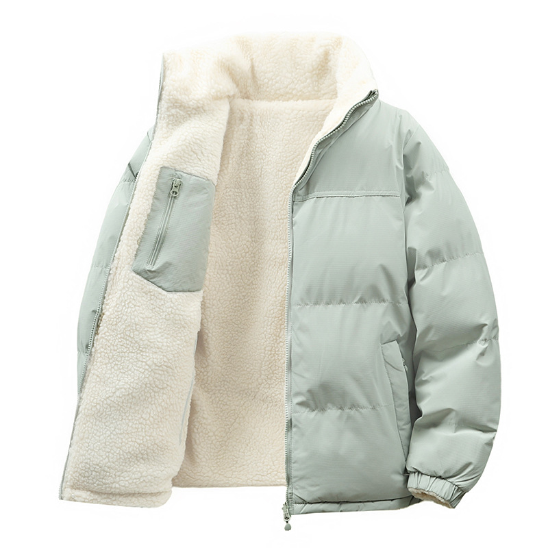 Unisex Cotton Padded Jacket Lamb Wool Winter Coat For Cold Weather_voghion.com