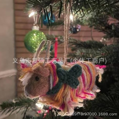 Handmade felt highland Cow Christmas decoration
