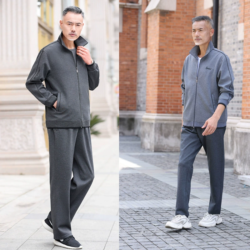 Оптовая Продажа с фабрики Мужской спортивный костюм весна-осень комплект из двух предметов Спортивная одежда для папы толстое пальто брюки с эластичной талией