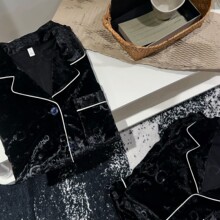 Yase【夜织鎏光】情侣睡衣秋冬新款海岛绒高级简约休闲长袖家居服