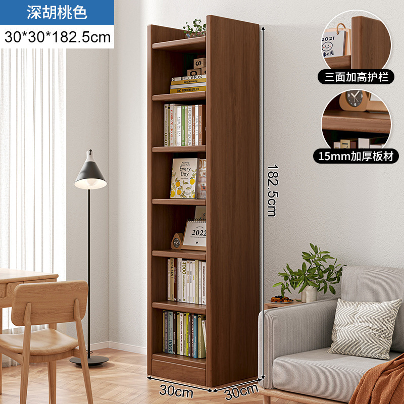 Estantería de madera, librero estrecho junto al escritorio, mueble de pared, armario de almacenamiento, vitrina, estantería de almacenamiento para sala de estar, mueble de pie. image 11