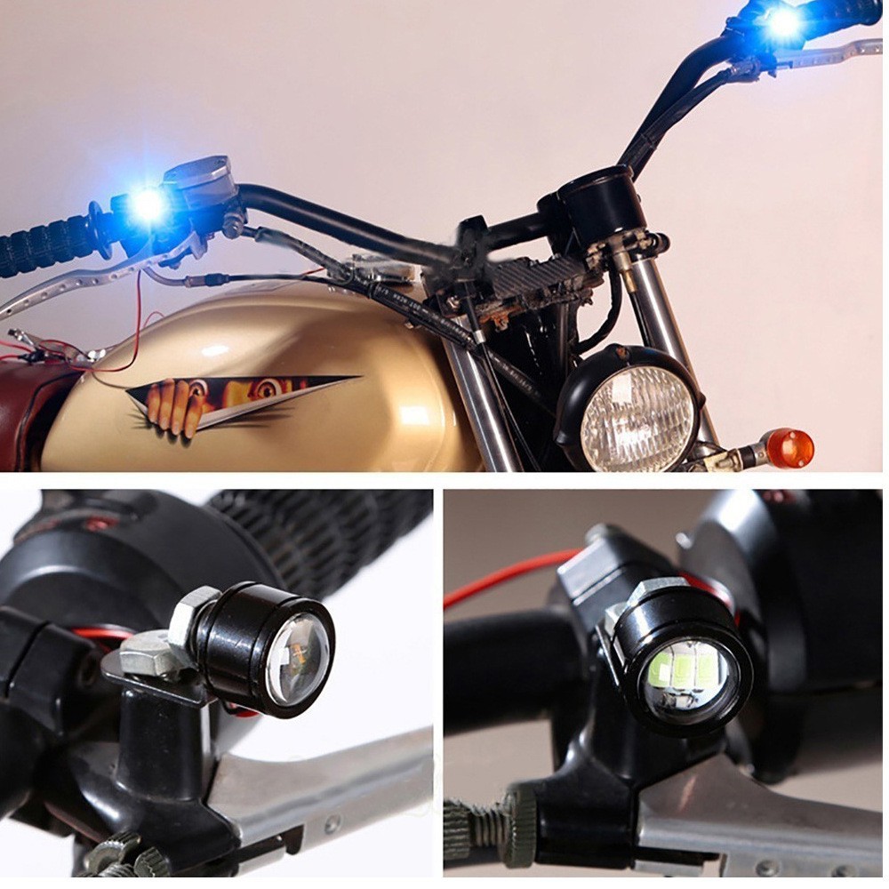 Auto motocicleta luz diurna 3SMD 5730 LED ojo de halcón luz flash espejo retrovisor fantasma luz flash