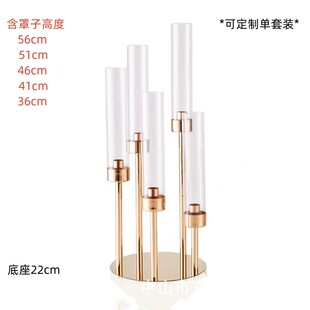 2024 Cross-border New Wedding Props Electroplated Golden Step High Candlestick Road Lead Desktop Candlestick Wedding Window Cloth