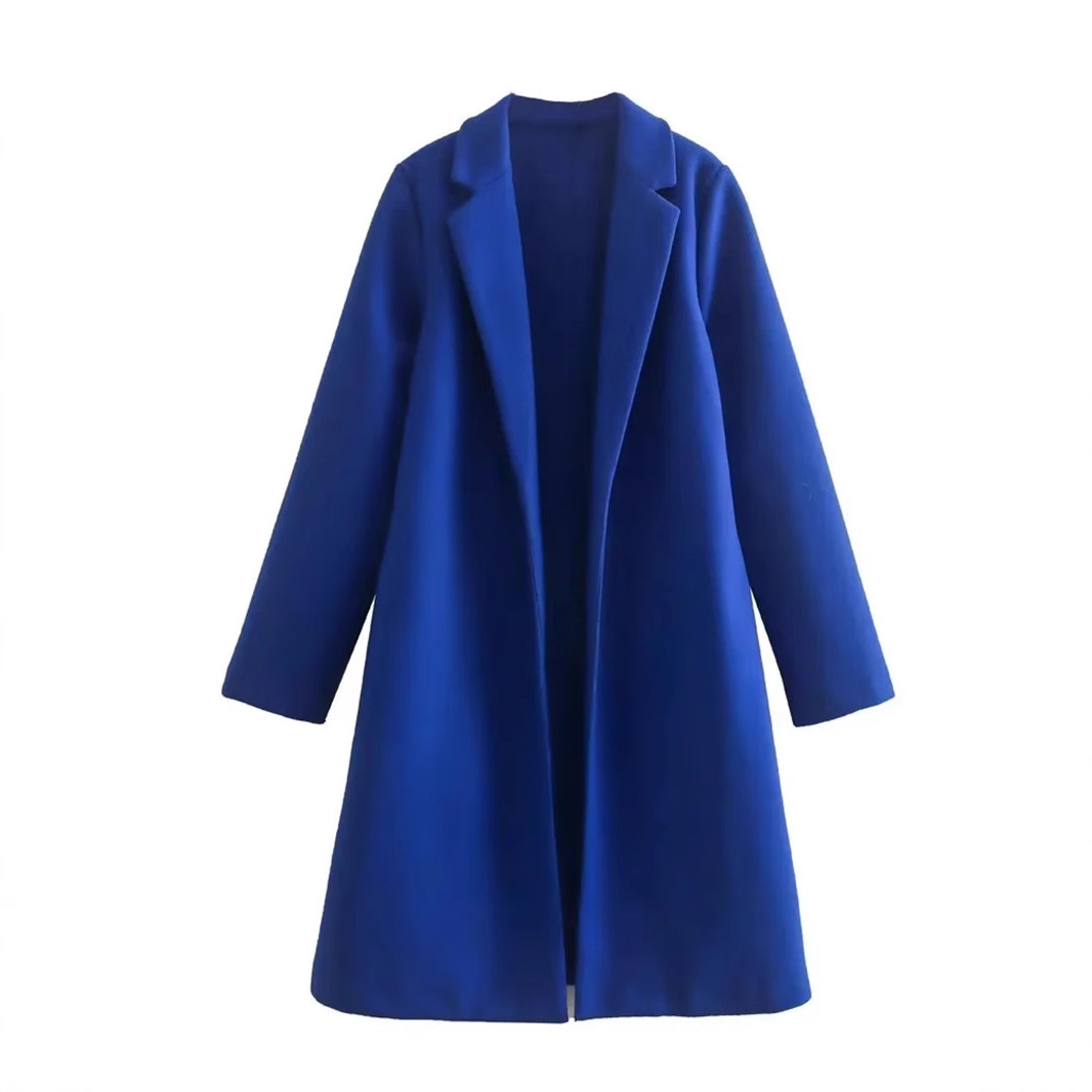 Abrigo de Lana Casual para Mujer Sin Botones Manga Larga para Invierno
