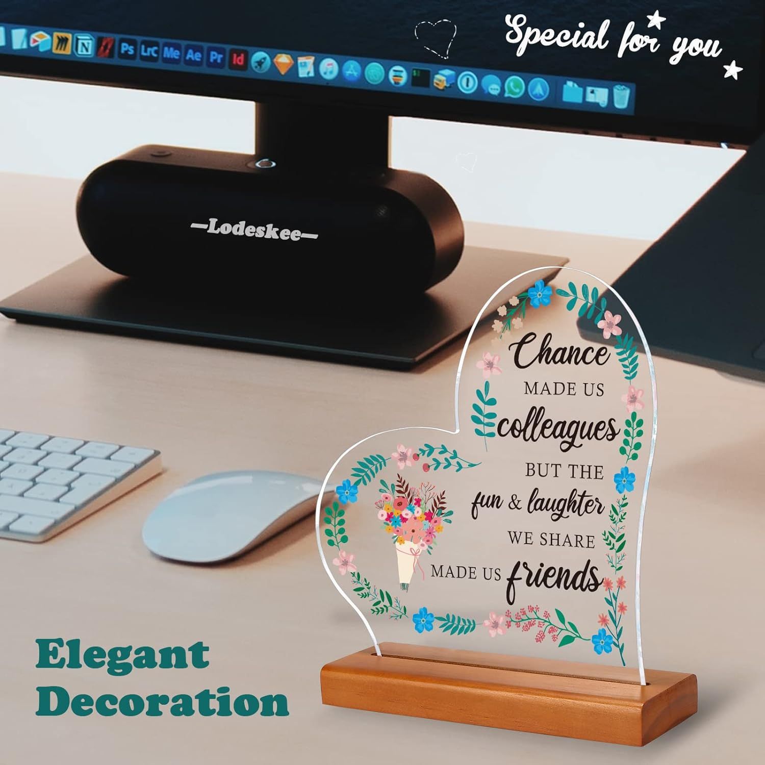 Transfronterizo nuevo material acrílico decoraciones de escritorio para la familia, novias y amigos adornos en forma de corazón transparente