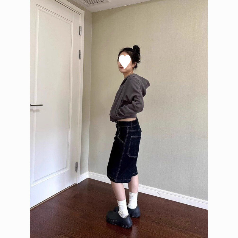 美式复古牛仔布/棉中裤女夏季新款休闲裤显瘦高腰五分裤子潮
