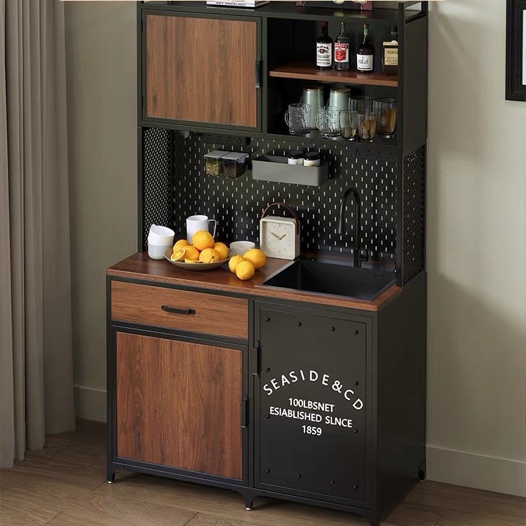 工业风酒柜一体壁柜落地靠墙客厅储物柜高柜收纳柜餐厅包厢餐边柜