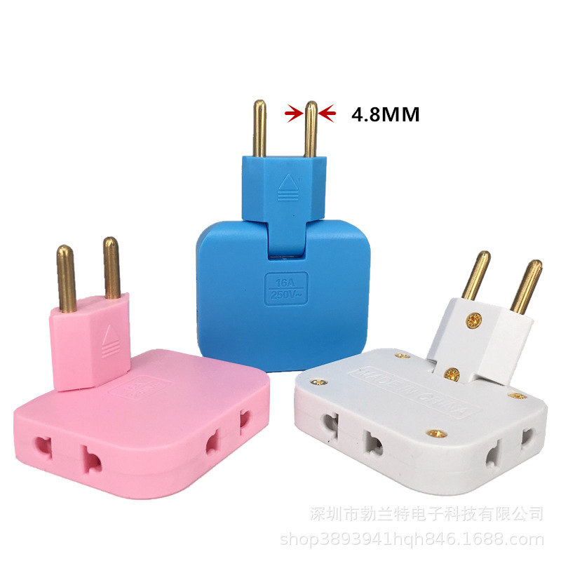 European standard one-to-three conversion plug three-in-one 4.8mm plug Russian South Korea European universal converter