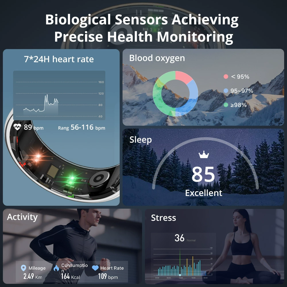 Waterproof smart ring for men and women charging, R07 model, tracks heartbeat, monitors oxygen level
