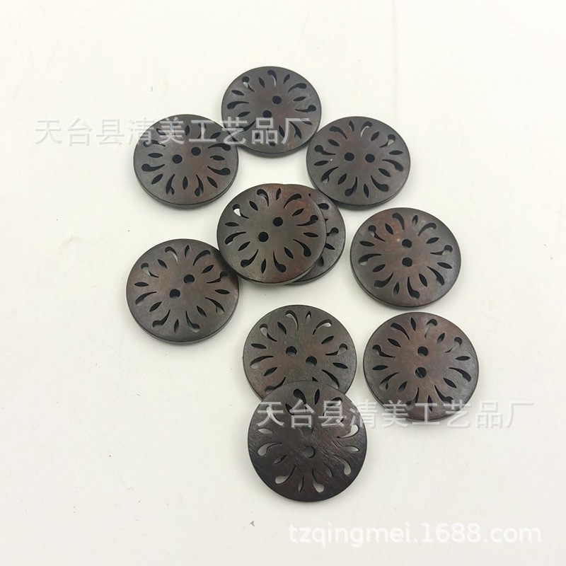 23mm café profundo/café madera hueca botón de madera decoración crisantemo botón de madera 20 un paquete de todo fósforo