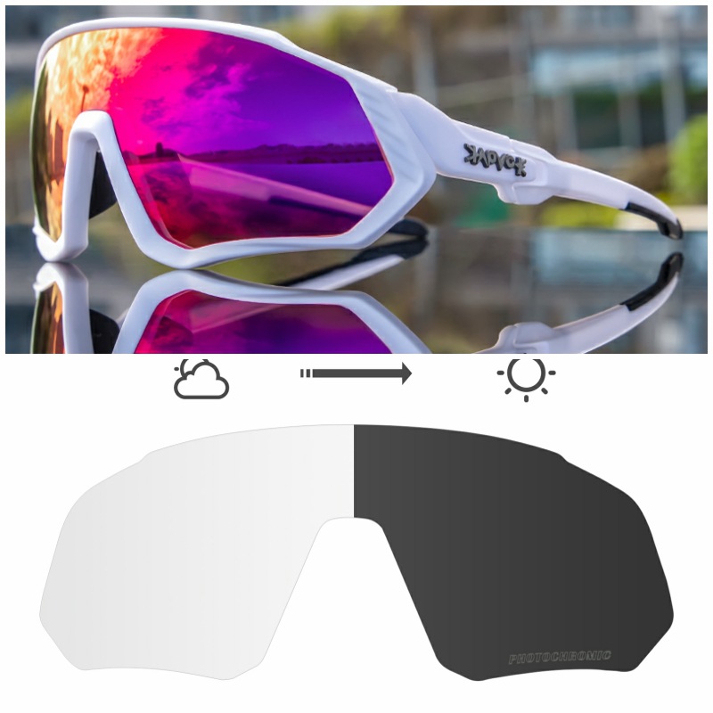Gafas Fotocromáticas de Ciclismo Set de 2 Lentes TR90 Fotocromático, Protección UV para Ciclismo
