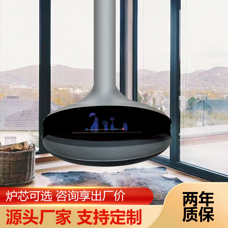 Подвесной электронный камин, 3D-камин с имитацией пламени, распылительный камин, вращающийся на 360 ° декоративный камин для виллы, отеля